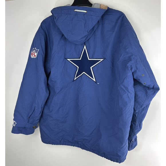 Vtg 90s Starter Pro Line Dallas Cowboys Hooded Jacket Mens XL Blue NFL Big Star - Picture 7 of 16